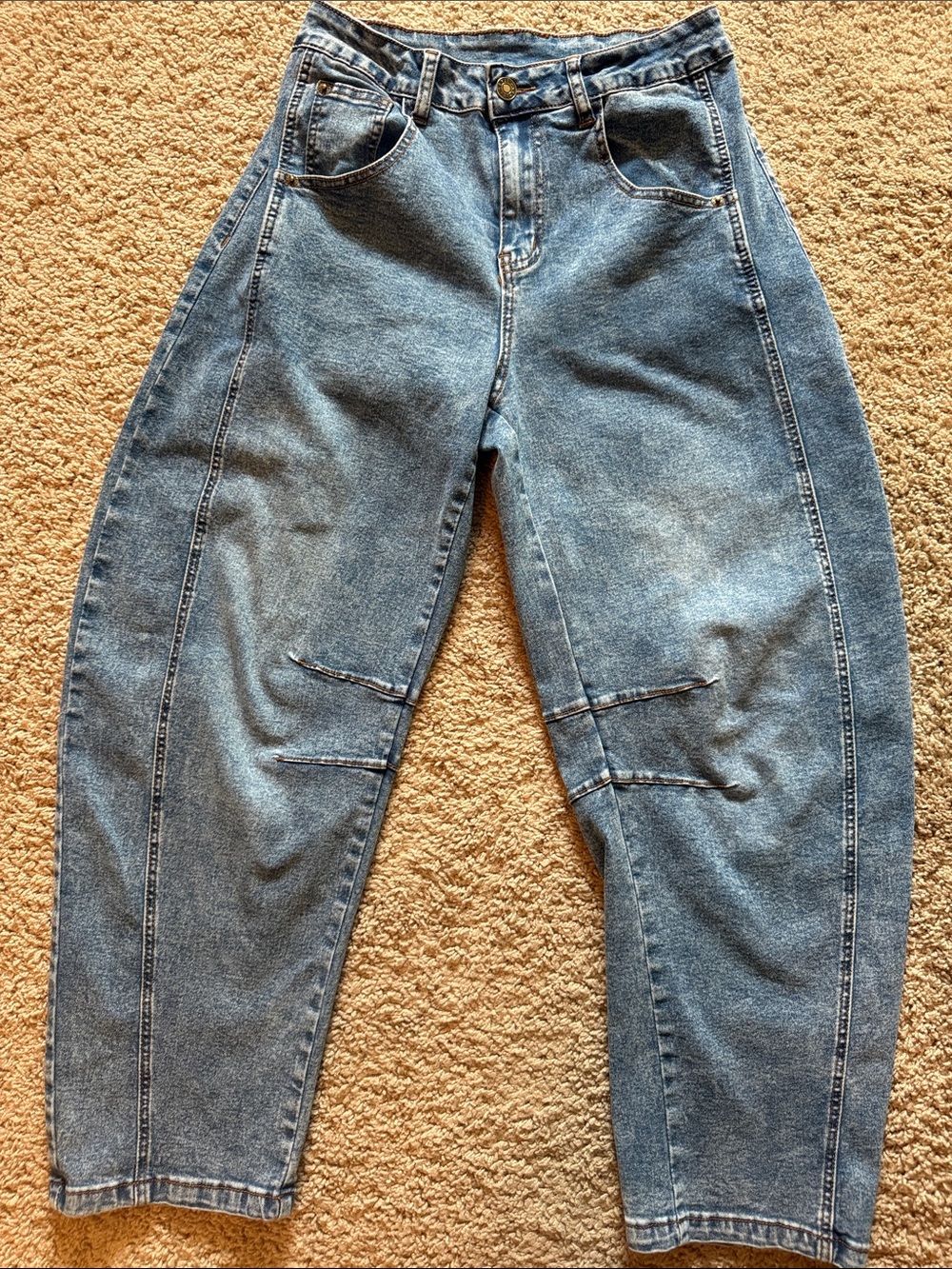 Barrel jeans High-Waisted Blue Denim Tapered Jeans